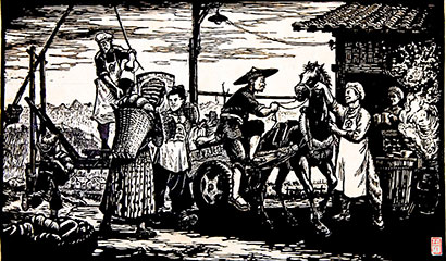 1762910110245060505.jpg 周发书-《兄弟民族支援铁路建设》-黑白木刻-1958年.jpg