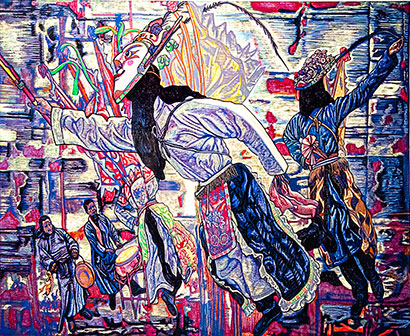 1762910231434073199.jpg 朱世伟-《大明遗风——锣鼓A·P》-套色木刻-2018年.jpg